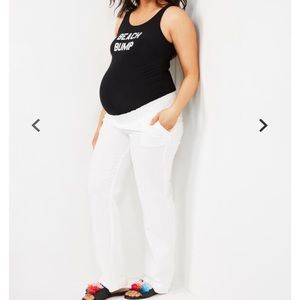 Underbelly White Linen Maternity Pant
